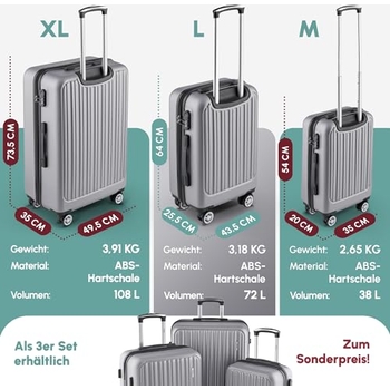 Frentree Hartschalen-Koffer Set Mit TSA-Zahlenschloss - Leicht & Stabil Mit 4 Doppelrollen