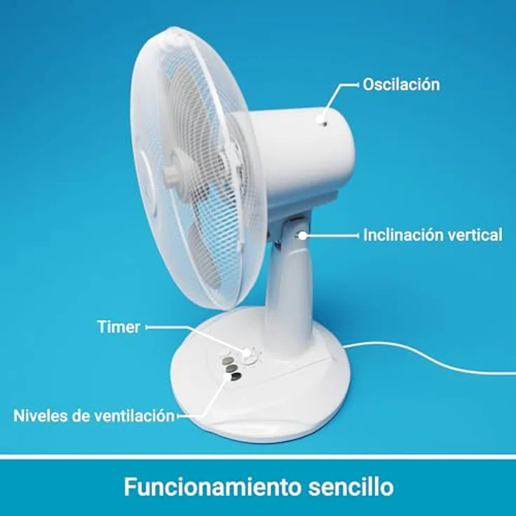 Suntec CoolBreeze 3000 TV Tischventilator, 30 cm, 40 Watt | Tisch Ventilator 3 Stufen, Tragbar | Windmaschine Weiss | Fan für Schreibtisch, Schlafzimmer, Büro, Bürotisch, Wohnung | von SUNTEC – Bild 3