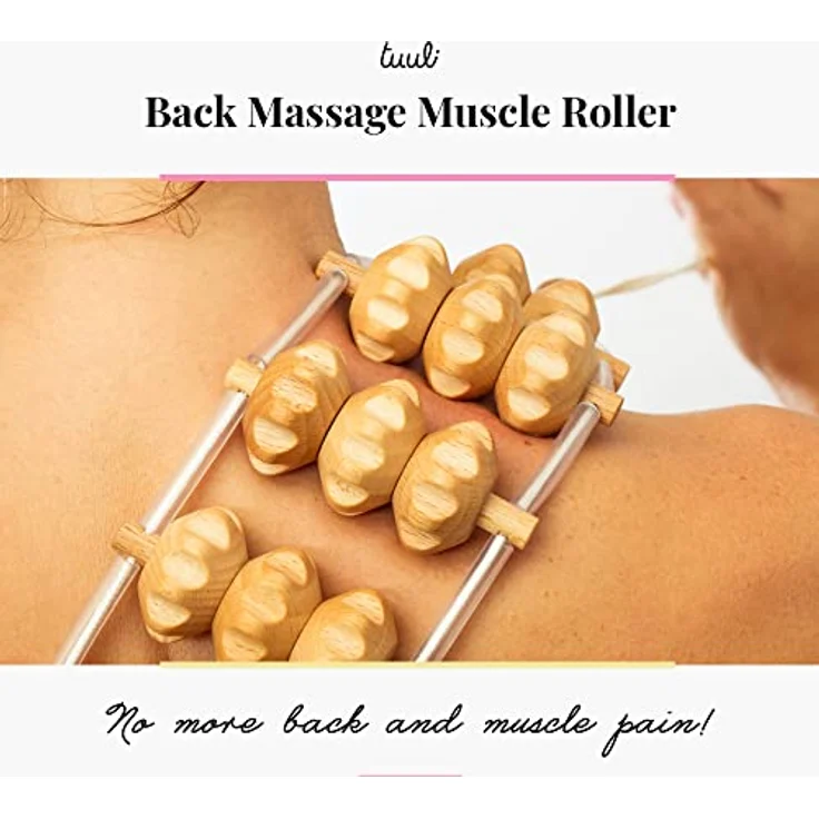 Tuuli Accessories Massage Massagegerät Rücken Massageroller Rückenmassagegerät mit Grif Roller aus Holz 120 cm (Rollfläche 40 x 7 cm) – Bild 2