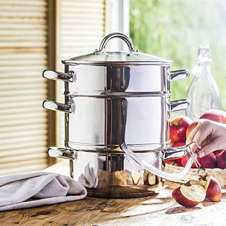 KÖNIGHOFFER Dampfentsafter Edelstahl Induktion ENTSAFTER Saftpresse Dampfgarer FRUCHTENTSAFTER Obst und Gemüse Küchengerät Multifunktion - 5 Liter | 8 Liter (5 Liter) - Edelstahl Entsafter mit Glasdeckel und 5 Liter Fassungsvermögen - Preisvergleich – Bild 3