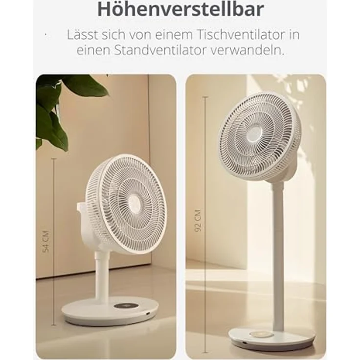 Duux Whisper Flex 2, Smart Ventilator mit flüsterleiser 13 dB, Nachtmodus, Timer, höhenverstellbar (54–92 cm), energieeffizient ab 2W, App & Fernbedienung, Weiß – Bild 4