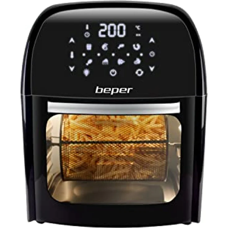 BEPER P101FRI012 Digitale Heißluft Fritteuse, Girarrosto, Ofen, Toaster, Trockner,12L, 1800W, Touch-Panel, 8 Programme, Zubehör, Verstellbar, Schwarz – Bild 2