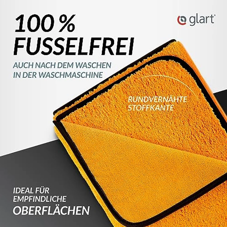 Glart 44WG Auto Trockentuch XXL 90x60 cm – Mikrofaser Poliertuch orange, extrem saugstark, fusselfrei, waschmaschinenfest – Bild 4