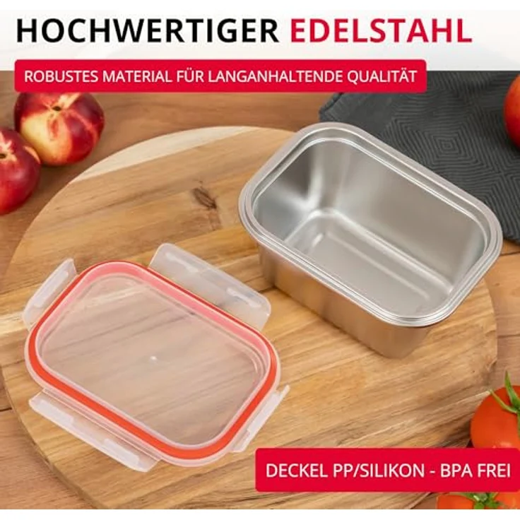 Westmark Edelstahl Lunchbox, Auslaufsichere Bento Box, Mikrowellen- & Ofenfest, BPA-frei, 1000 ml, Silber – Bild 5