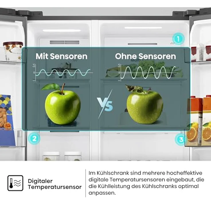 Hisense RS3P558NEFD, Side by Side Kühl-Gefrierkombination mit 347 l Kühl- und 197 l Gefriervolumen, schwarze Ausführung – Bild 11