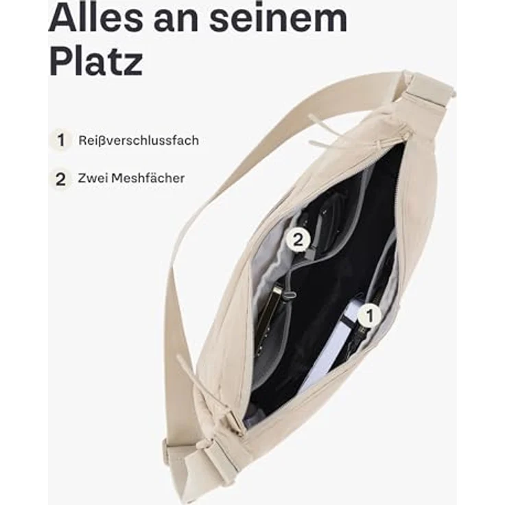 Johnny Urban Umhängetasche Kaia Small Half Moon Bag im Puffer Design, Wasserabweisend, 100% recyceltes Nylon, 4 Liter Volumen, Schwarz – Bild 7