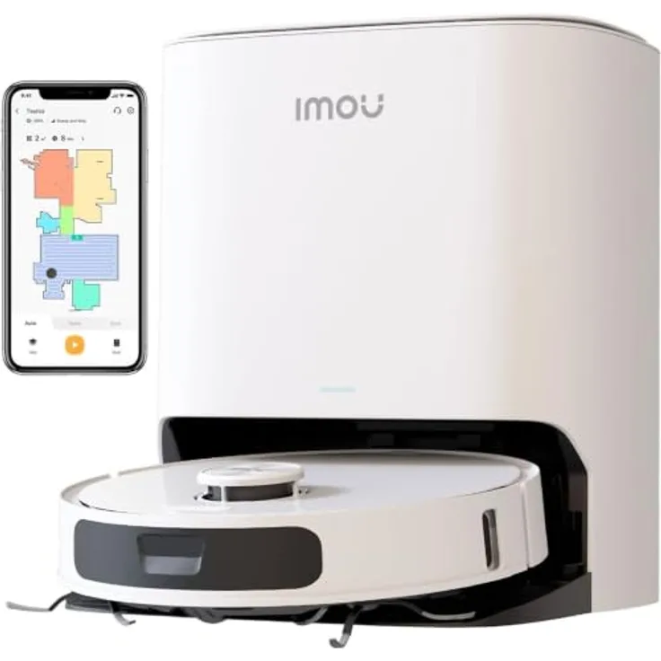 "Imou Nass-Trocken-Saugroboter RV3 2-in-1 Roboter Staubsauger mit Wischfunktion und Reinigungsstation, inkl. ausziehbarem Mopp, IMOU-SENSE KI-Algorithmus, extrastarke 8500 Pa Saugkraft, leistungsstarker 6400 mAh Akku, LIDAR-Mapping, automatische Teppicherkennung"