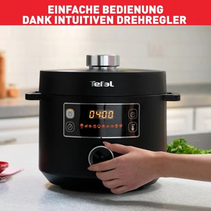 Tefal Turbo Cuisine CY7548 Multikocher, 1090 Watt, 5L, 10 Programme, Timer, antihaftbeschichtet, schwarz – Bild 3