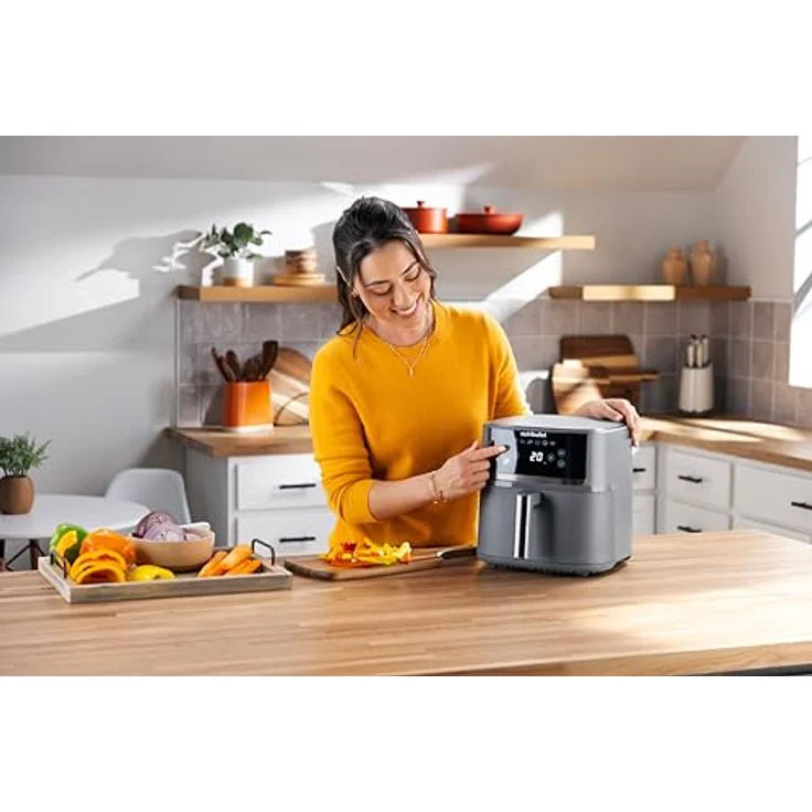 NutriBullet Air fryer Crisplite NBA0611DG, Heißluftfritteuse mit 6L Kapazität, 80-200° Temperaturkontrolle, PFAS-frei, 6 Kochprogramme, Touch-Steuerung, spülmaschinenfest, 1700W, Mattschwarz – Bild 5