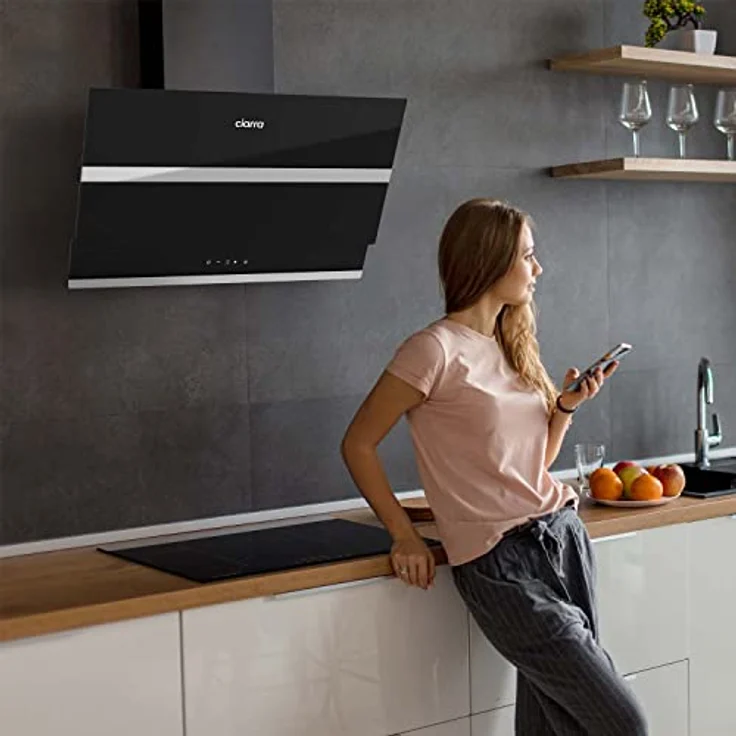 CIARRA CBCB6736N A + + Kopffreie Dunstabzugshaube Schräghaube 60cm 650m³/h TouchControl mit CBCF003 Aktivkohlefilter Glas – Bild 4