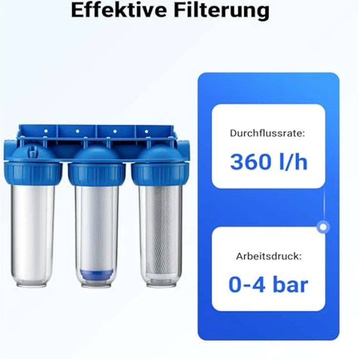 Naturewater NW-BR10B4 3-Stufenfilter 20.67 mm (1-2') Sedimentfilter Aktivkohleblock Aktivkohlegranul – Bild 8