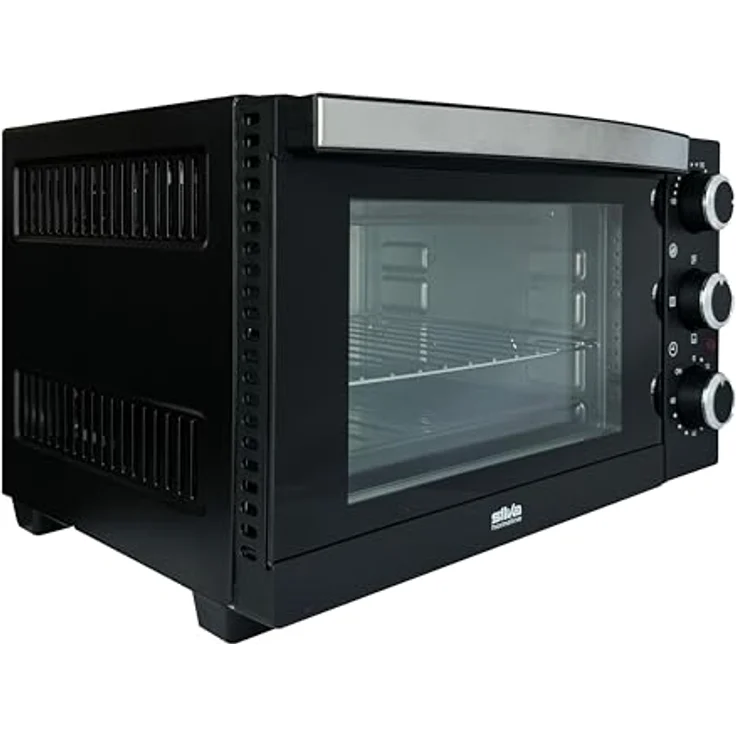 SILVA Schneider MB 1600 Minibackofen, 15 L, schwarz, 1200 Watt, Temperaturr. 100-230 °C, Timer, 4 Stufen-Regler, Edelstahlheizelemente, Doppelglastür, emailliertes Back-/Krümelblech, Backrost & Griff – Bild 2