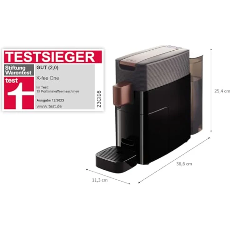 K-fee One Kaffeekapselmaschine, (1455 Watt, 0,8 Liter Wassertank, Farbe Schwarz-Kupfer) – Bild 2