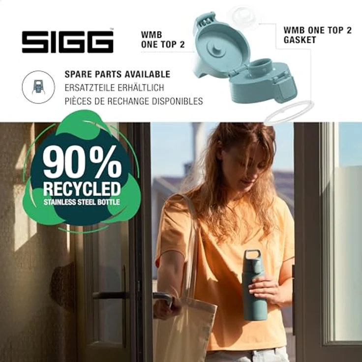 SIGG Shield Therm One Thermosflasche, isolierte 0,5L Edelstahl-Trinkflasche für kohlensäurehaltige Getränke, auslaufsicher, BPA-frei, spülmaschinenfest, graublau – Bild 4