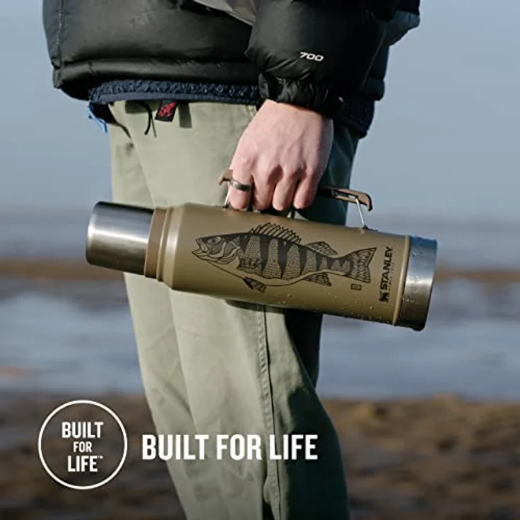 Stanley Classic Legendary Thermosflasche 1L - Thermos Hält 24 Stunden Heiß oder Kalt - Edelstahl Thermoskanne - BPA-Frei - Spülmaschinenfest - Tan Peter Perch – Bild 4