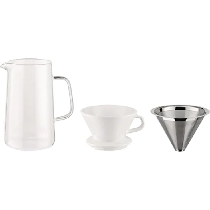 Alessi Kaffeebereiter Slow Coffee, minimalistisches Design aus Glas mit Edelstahlfilter – Bild 2