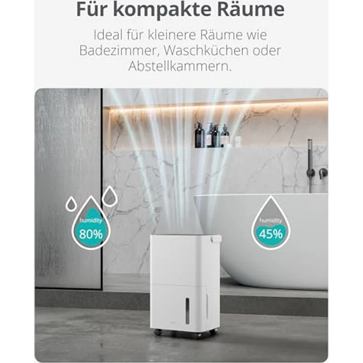 Duux Bora Luftentfeuchter, 12 L/Tag Entfeuchtungsleistung, 1,7 Liter Wassertank, Hygrostat und Trockenmodus für Wäsche – Bild 5