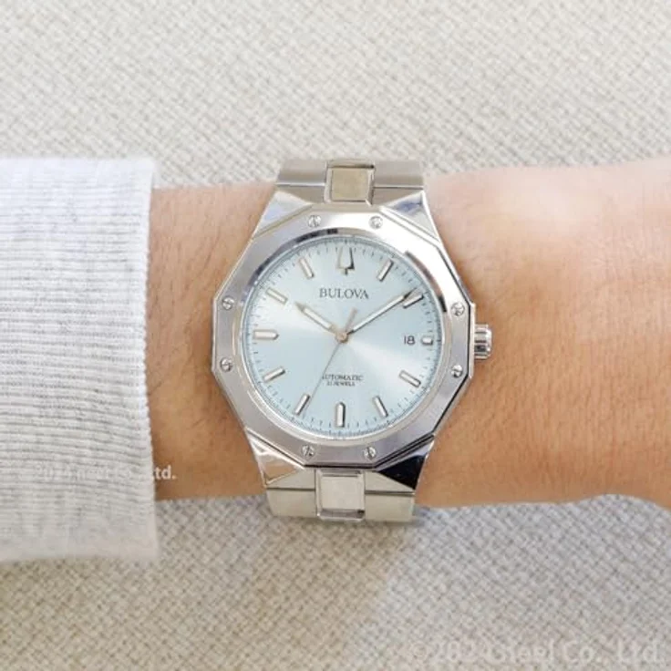 Bulova Herren-Armbanduhr Automatik Classic Stahl/Hellblau 96B462, mit Synthetischem-Saphir Uhrglas und blauem Zifferblatt – Bild 4