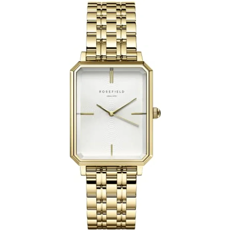 Rosefield Damenuhr The Octagon Gold 23 * 29 mm Quadratisches Gehäuse mit weißem Zifferblatt und goldenem Band – Bild 1