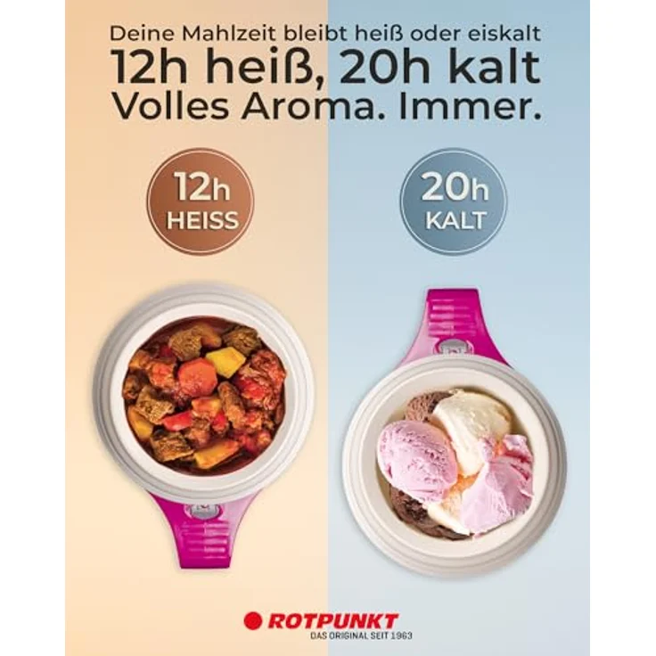 ROTPUNKT Isolier-Speisegefäss 850-0,85 l (Raspberry) Warme Speisen einfach zum transportierenLöffeleinsatzSchraubverschlussstoß- und bruchsicherOutdoor – Bild 3