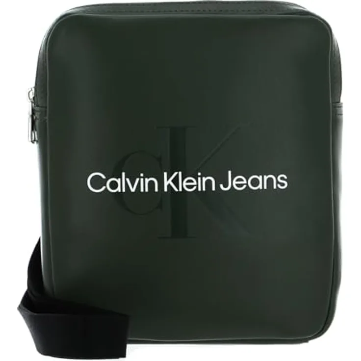 Calvin Klein Jeans Monogram Soft Umhängetasche, 19.5 cm x 5 cm x 21 cm, grün aus 100% Polyurethan