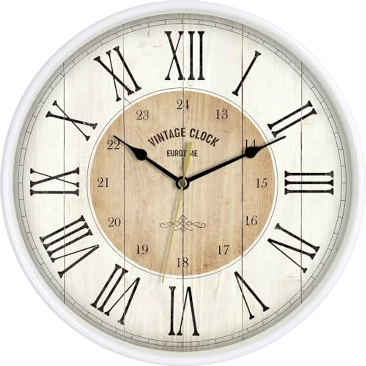 EUROTIME Wanduhr Quarzwanduhr, Kunststoffgehäuse mit übersichtlichem Zifferblatt und Echtglas, wandanliegend – Bild 2