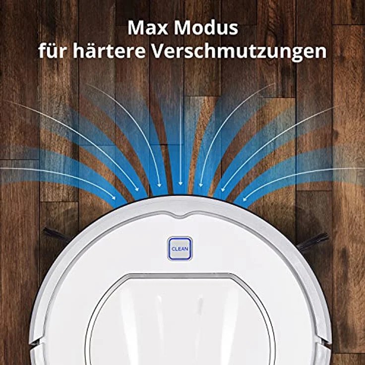 MEDION MD 19100 Saugroboter mit Max-Modus (Modell 2020, 90 Min. Laufzeit, Rückkehr zur Ladestation, Direktabsaugung, Hindernis- und Treppenerkennung, Tierhaar und Allergiker optimiert) – Bild 4