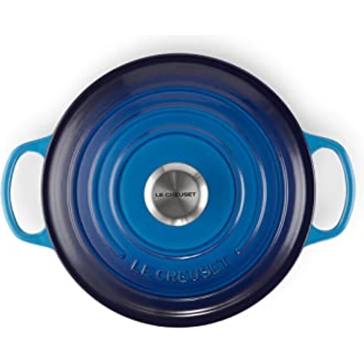 Le Creuset Signature Gusseisen-Bräter mit Deckel, Ø 24 cm, Rund, Für alle Herdarten und Induktion geeignet, Volumen: 4,2 l, 4,305 kg, Azure, 21177242202430 – Bild 4