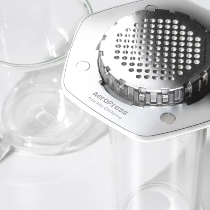 AeroPress Premium Kaffeepresse, 3-in-1 French Press aus Borosilikatglas, Edelstahl & Aluminium, weiß, für geschmackvolle Tassen in 2 Minuten – Bild 3