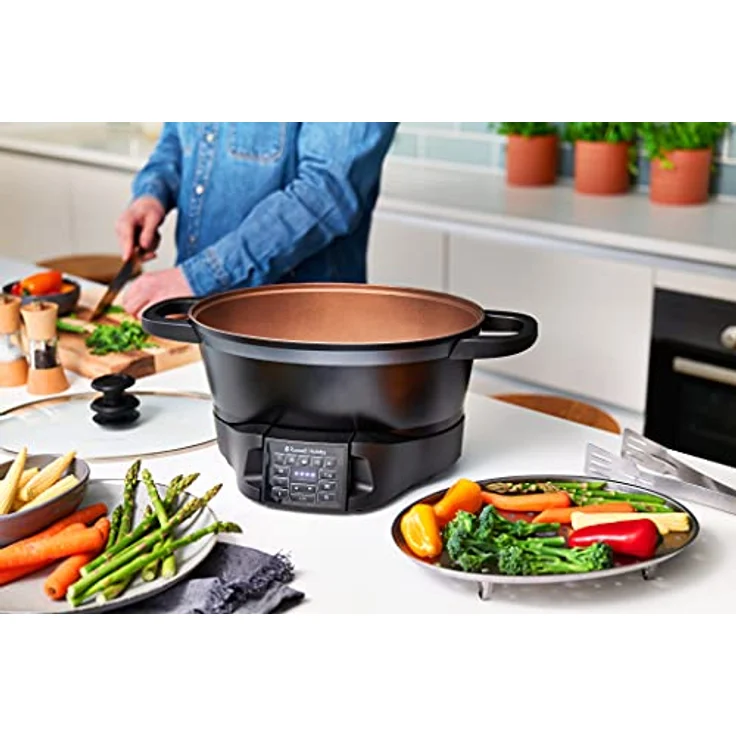 Russell Hobbs 28270-56 Good To Go Multikocher, 750W, 6,5 Liter, Timer, inkl. Dampfgarereinsatz, Warmhaltefunktion, Display, schwarz – Bild 2