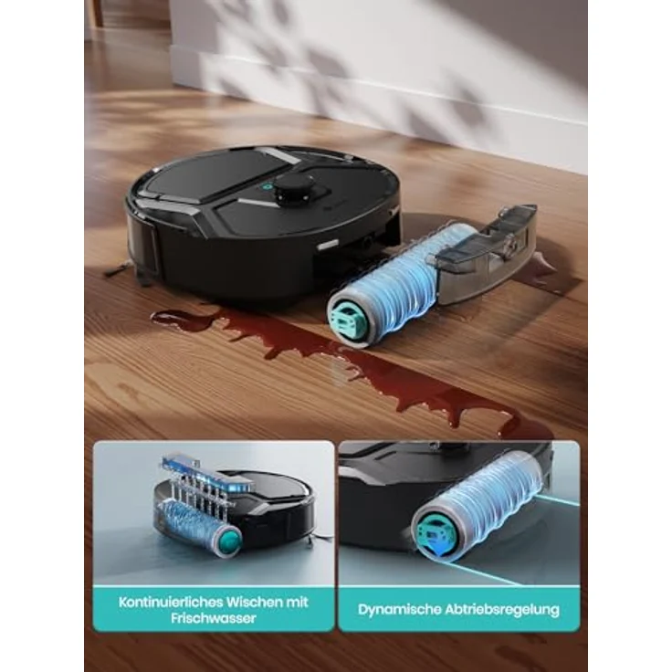 Lefant M210 PRO OMNI Saugroboter mit Wischfunktion, 18000 Pa, Laserkartierung, No-Go-Zone, App und Alexa, Schwarz – Bild 3