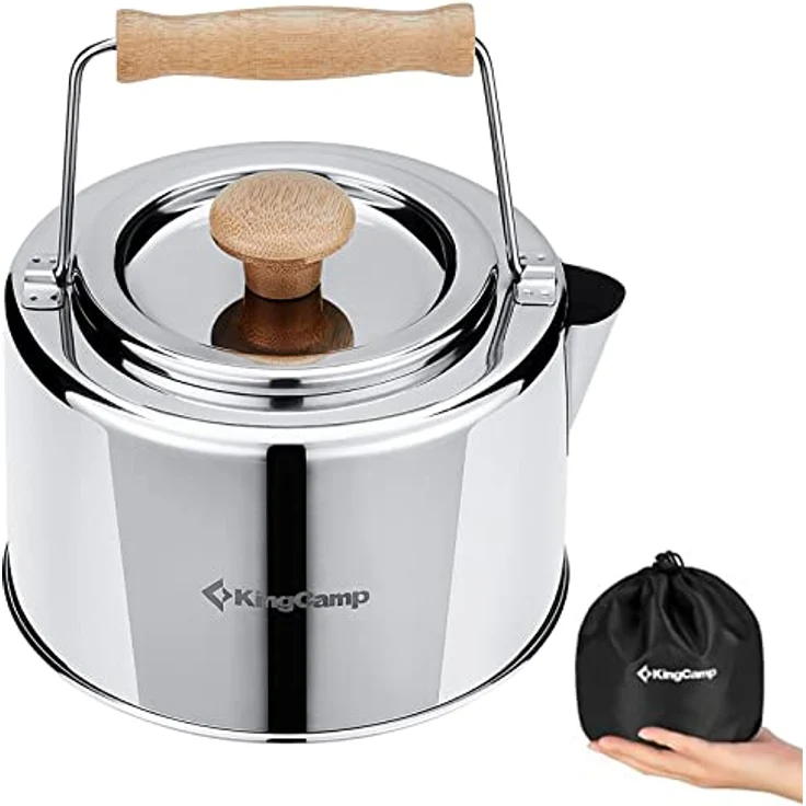 KingCamp Teekessel 1,2L Camping Kessel Teekanne Wasserkessel Tee Sieb Pot Stahl – Bild 1