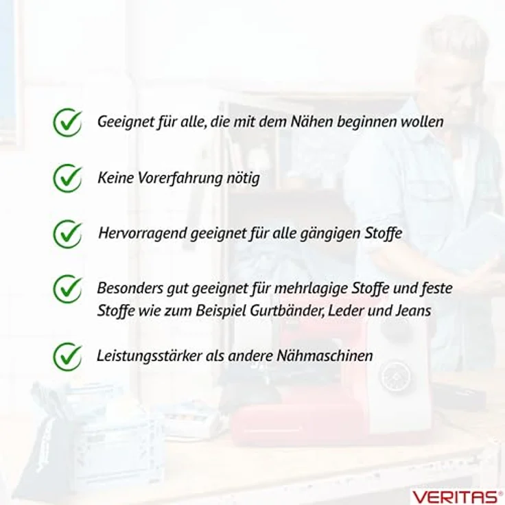 Veritas Nähmaschine VERITAS Power Stitch Pro Mechanische Nähmaschine, 17 Stichprogramme, kraftvoller 90 Watt Motor, für Leder & Jeans – Bild 2