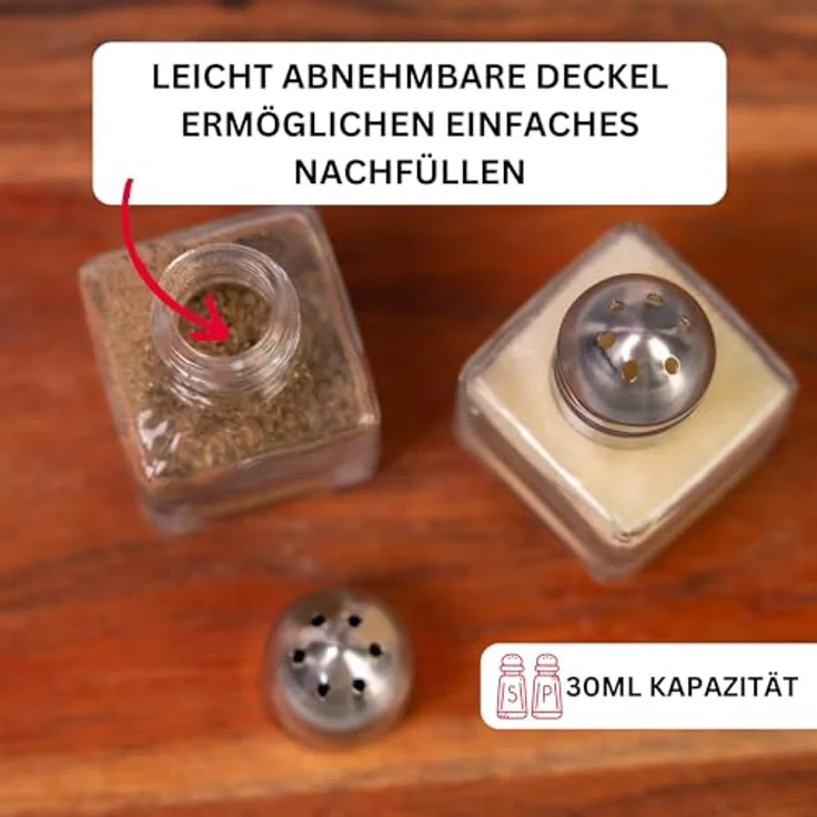 Westmark Mini-Universalstreuer-Set, 2-tlg, Fassungsvermögen: je 15 ml, Glas/Rostfreier Edelstahl, Transparent/Silber, 63072270 – Bild 3