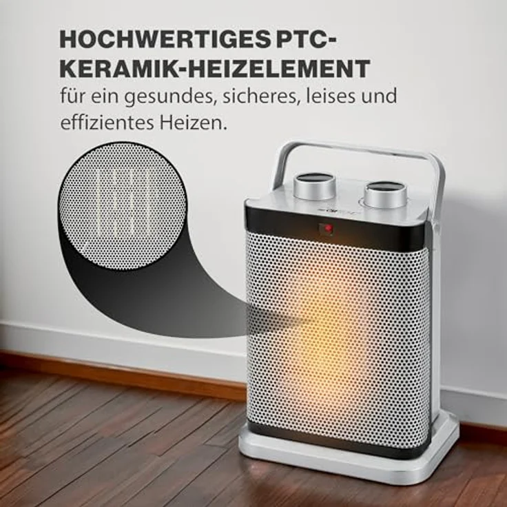 Clatronic HL 3631 Keramik-Heizlüfter, 7-Stufen-Schalter, stufenlos regelbarer Thermostat, 1000-1500 W, Heizlüfter – Bild 3