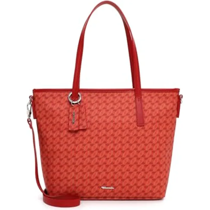 Tamaris TAS Francesca Shopper, Feinsynthetik mit längenverstellbarem Umhängeriemen, strukturierte Optik und Print-Design, schwarz
