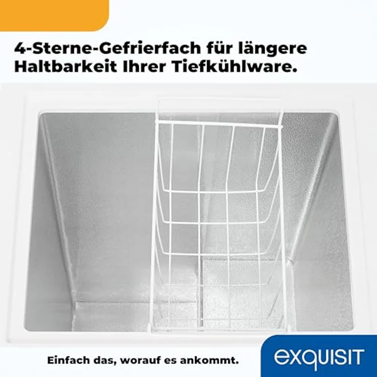 Exquisit Gefriertruhe GT100-050E, 99 Liter, Toplader, 4-Sterne-Gefrieren, Weiß – Bild 7