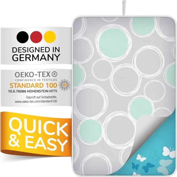 smart&gentle Super Soft Bügeldecke, hitzebeständig 100x65cm, rutschfeste Bügelunterlage mit Feuchtigkeitsschutz für Dampfbügeleisen, Made in Germany – Bild 1