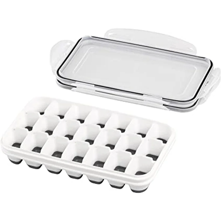 APS 2er Set Eiswürfelform inklusive transparentem Deckel, für je 21 Eiswürfel, Eiswürfelgröße: 4 x 2,5 x 3 cm – Bild 3