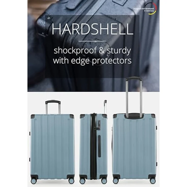 Hauptstadtkoffer Q-Damm 3er Kofferset, Handgepäck 54 cm, mittelgroßer Koffer 68 cm & großer Reisekoffer 78 cm, Hartschale ABS, TSA, Poolblau – Bild 4