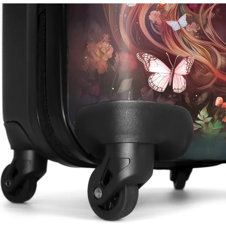 NoBoringSuitcases.com© Kinderkoffer Pferd - Natur - Blumen - Schmetterlinge - Wald, 55x35x20cm, 4 Rollen, Handgepäck-Koffer, Mädchen, Natur/Wald-Farben – Bild 7