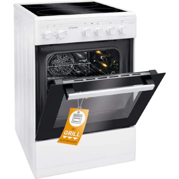 Bomann® Elektroherd EHC 7939 | Freistehender Backofen 50cm mit 4 Kochplatten | 43L Standherd mit Ober-/Unterhitze | Inkl. Blech & Grillrost | 40°C-240°C, Silber – Bild 1
