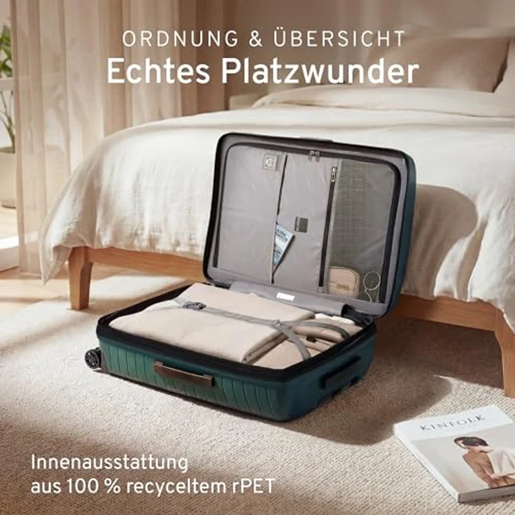 Stratic Novium 4 Rollen Kabinentrolley S 55 cm mit Laptopfach und Dehnfalte, petrol – Bild 5
