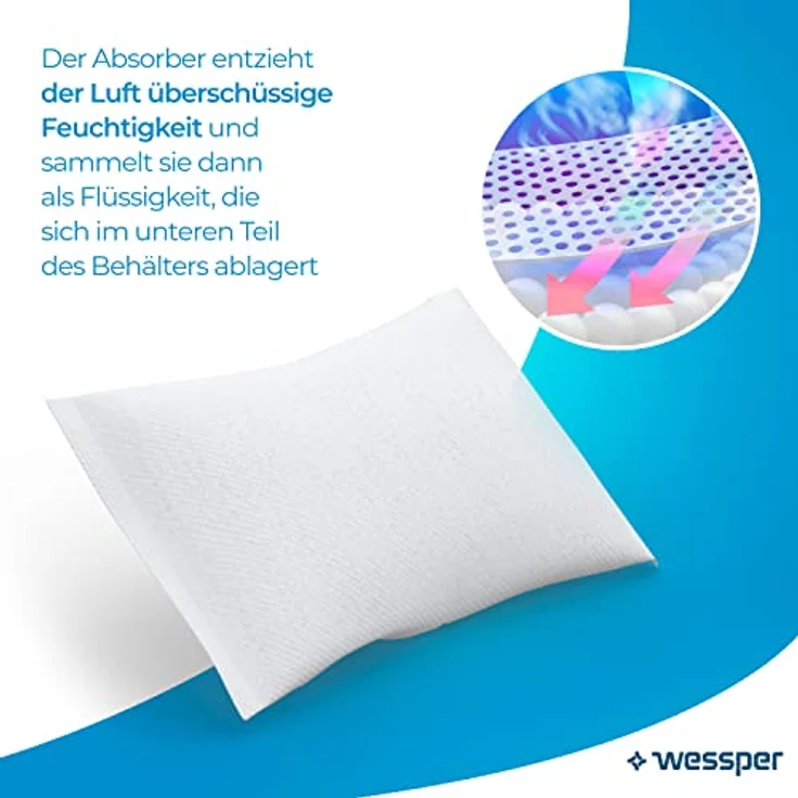 Wessper Humifill Klassischer Luftentfeuchter Nachfüllpack, Raumluftentfeuchter passend für alle Absorber, Feuchtigkeits-Stopper Autos, Büro, Keller, Lager, Wohnräume 10 Stück, 250g, Weiß – Bild 4