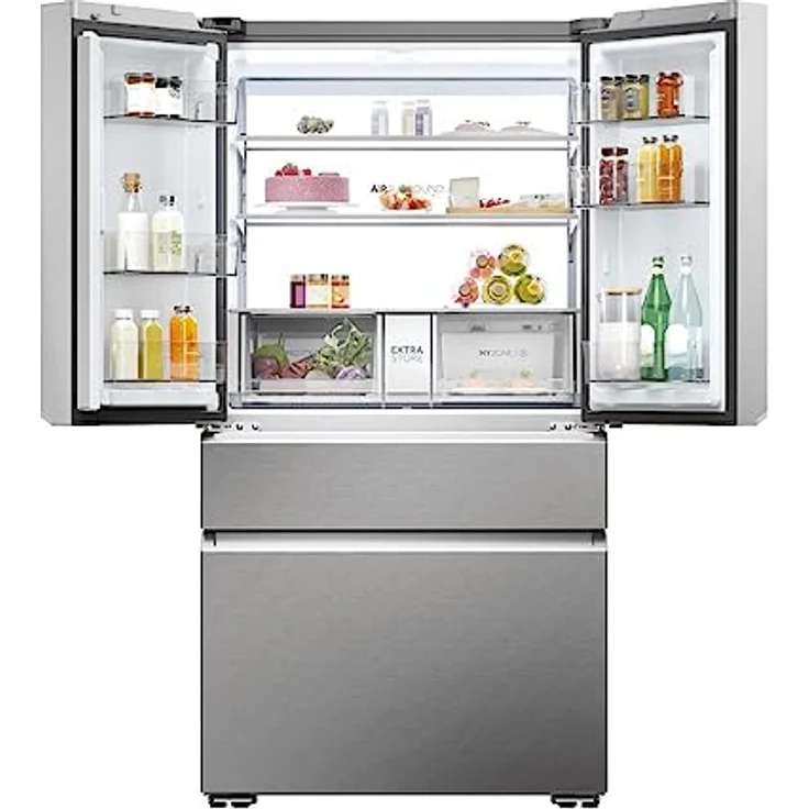 Haier French Door 90 SERIE 7 PRO HFW7918ENMP Kühl-Gefrierkombination/Total No Frost/Smart hON-App/Easy Access Gefrierschubladen spart bis zu 30% Energie/Leise nur 35 db(A) / Edelstahl Front – Bild 3