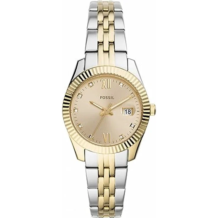 Fossil Damenuhr Scarlette Mini, Quarzwerk, 32mm Silbernes Edelstahlgehäuse mit Edelstahlarmband, ES4949 – Bild 1