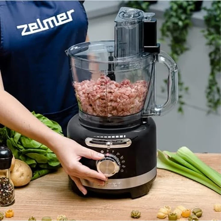 Zelmer ZFP9000B Multifunktions-Küchenmaschine, Schüsselinhalt: 3 l, 4 Schneidmesser, 6 Automatikprogramme, Leistung 2000 W, schwarz – Bild 4