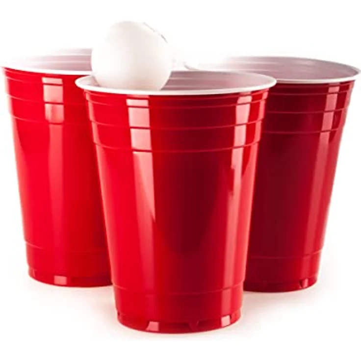 Rote Partybecher 100 Stück Beer Pong Party Cups Extra Starke Bierpong Becher Rot Kunststoffbecher Plastikbecher Original USA Turnierbecher Camping Wiederverwendbar 16oz 473ml Vivaloo – Bild 5