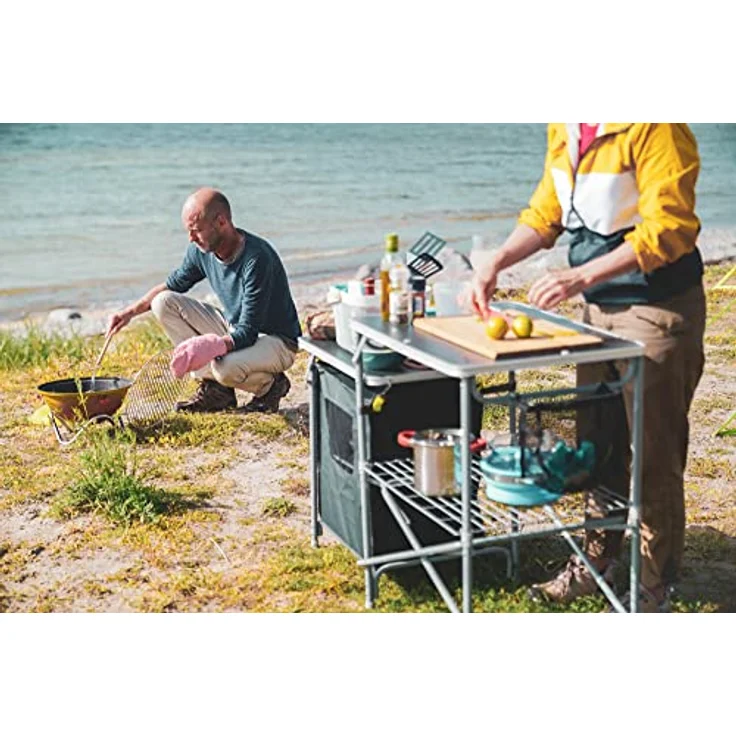 Kampa Profi Campingküche FK0001, XL Arbeitsplatte mit Spülbecken, 2 Fächer und Gewürzregalen, schwarz – Bild 9
