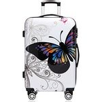 monzana® Reisekoffer Hartschalenkoffer Butterfly Hartschale Trolley Koffer | ABS-Kunststoff | PC beschichtet | Alu Teleskopgriff | gummierte Zwillingsrollen | Größe XL